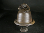 備前焼　登窯　備前焼中堅作家　竹内　靖之（山本）　最新作金彩・黄ゴマ龍付き線香立・香炉１