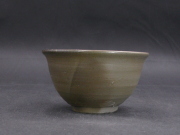 備前焼　備前焼中堅作家　竹内　靖之（山本）　最新作金彩・青緋襷・焦げ茶のゴマ青備前飯茶碗１