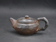 月間特価品　備前焼　登窯　備前焼中堅作家　竹内　靖之（山本）　最新作金彩・黄ゴマ後ろ手宝瓶２