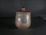 備前焼　登窯　備前焼中堅作家　竹内　靖之（山本）　最新作桟切・黄ゴマ蓋付き湯呑３