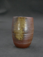 備前焼　登窯　備前焼中堅作家　竹内　靖之（山本）　最新作黄ゴマビール他グラス５