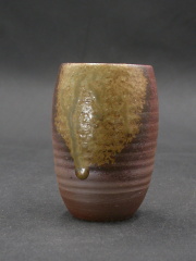 備前焼　登窯　備前焼中堅作家　竹内　靖之（山本）　最新作黄ゴマビール他グラス６