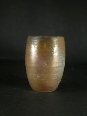 備前焼　登窯　備前焼中堅作家　竹内　靖之（山本）　最新作金彩ビール他グラス７