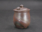 備前焼　登窯　備前焼中堅作家　竹内　靖之（山本）　最新作蟹付き金彩・窯変蓋付き湯呑４