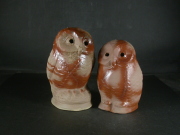 備前焼　備前焼中堅作家　片岡　聖観　緋襷夫婦フクロウ置物２個組１