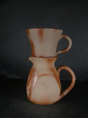 備前焼　備前焼中堅作家　片岡　聖観　 緋襷コーヒードリッパー・ポット１