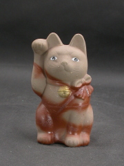 備前焼　備前焼中堅作家　片岡　聖観　緋襷招き猫１
