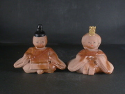 備前焼　備前焼中堅作家　片岡　聖観　 緋襷お雛様一対３