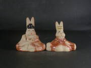 備前焼　備前焼中堅作家　片岡　聖観　 緋襷ウサギのお雛様一対３