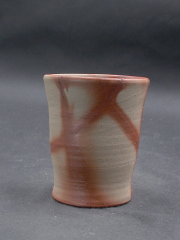 処分品　備前焼　備前焼中堅作家　片岡　聖観　緋襷ビール他グラス２２