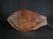 備前焼　備前焼中堅作家　片岡　聖観　２４．５センチ緋襷・黄ゴマ魚型皿４