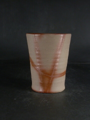 処分品　備前焼　備前焼中堅作家　片岡　聖観　 緋襷ビール他グラス４３