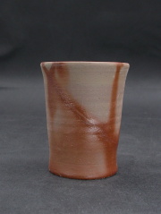 処分品　備前焼　備前焼中堅作家　片岡　聖観　 緋襷ビール他グラス４３