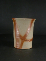 処分品　備前焼　登窯　備前焼中堅作家　片岡　聖観　緋襷ビール他グラス４９