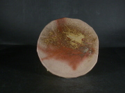 備前焼　備前焼中堅作家　片岡　聖観　緋襷・黄ゴマ叩き皿２４