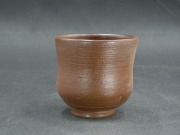 処分品　備前焼　登窯　備前焼中堅作家　片岡　聖観　焦げ茶のゴマ湯呑３７