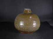 備前焼　穴窯　備前焼物故作家　前嶋　五一郎　黄ゴマ花入２３