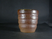 備前焼　穴窯　備前焼女流作家　前嶋　類子　大振りな黄ゴマ湯呑・フリーカップ２