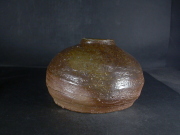 備前焼　穴窯　備前焼物故作家　前嶋　五一郎　手捻り黄ゴマ壷２０