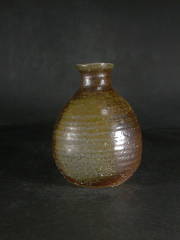 備前焼　穴窯　備前焼物故作家　前嶋　五一郎　黄・青ゴマ徳利７１