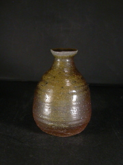 お買得　備前焼　穴窯　備前焼物故作家　前嶋　五一郎　黄ゴマ徳利７５-１