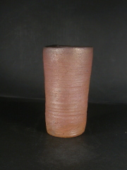 備前焼　穴窯　備前焼物故作家　前嶋　五一郎　黄ゴマ緋花入８２