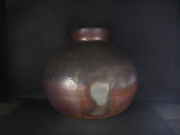 備前焼　登窯　備前市無形文化財　柴岡　紘一　共箱付き桟切・黄ゴマ大壺２