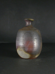 備前焼　登窯　岡山県無形文化財　松井　輿之　共箱付き桟切・黄ゴマ徳利４