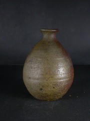 備前焼　登窯　岡山県無形文化財　故浦上　善次　共箱付き黄ゴマ徳利６