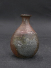 備前焼　登窯　備前焼長老作家　岡山県無形文化財各見　政峰　共箱付き桟切・黄ゴマ小徳利７