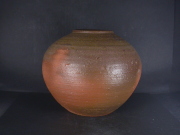 備前焼　登窯　備前焼人間国宝　伊勢崎　淳　共箱付黄ゴマ緋大壺１