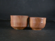 備前焼　岡山県無形文化財　故浦上　善次　共箱付き緋襷ぐい呑２個組５