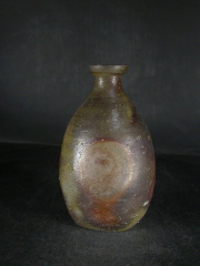 備前焼　登窯　備前市無形文化財　川端　文男　共箱付き窯変荒土徳利１