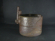 備前焼　登窯　備前市無形文化財　浦上　光弘　共箱付き黄ゴマ石臼鼠置物１