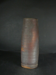 備前焼　登窯　備前焼人間国宝　故藤原　雄　共箱付き黄ゴマ筒花入１５