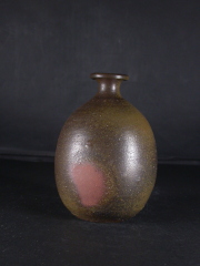 備前焼　登窯　岡山県無形文化財　吉本　正　共箱付き黄ゴマ徳利１１