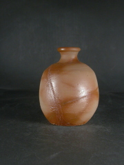 備前焼　備前焼人間国宝　故藤原　雄　共箱付き緋襷徳利９