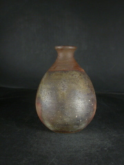 処分品　備前焼　登窯　岡山県無形文化財　故４代松田　華山　共箱付き桟切徳利９