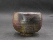 備前焼　登窯　岡山県無形文化財　松井　輿之　共箱付き金彩・桟切抹茶茶碗５