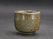 備前焼　登窯　備前市無形文化財　森　泰司　四方桟共箱付き黄・青ゴマぐい呑１０