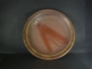 備前焼　登窯　岡山県無形文化財　吉本　正　２９センチ緋襷・黄ゴマ大深皿３