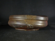 備前焼　登窯　備前市無形文化財　柴岡　紘一　共箱付き黄ゴマ緋沓鉢１
