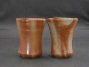 備前焼　岡山県無形文化財　吉本　正　共箱付緋襷ビール他グラス２個組１