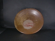 備前焼　登窯　備前市無形文化財　佐藤　苔助　２３センチ緋襷・黄ゴマ深皿１