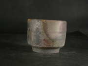 備前焼　登窯　岡山県無形文化財　故浦上　善次　四方桟盛蓋共箱付き窯変ぐい呑６