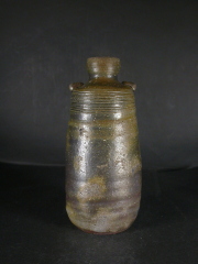 備前焼　登窯　備前市無形文化財　佐藤　苔助　共箱付き桟切・黄ゴマ耳付き花入５