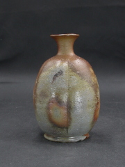 備前焼　登窯　備前市無形文化財　小西　陶蔵　共箱付き大振りな桟切・黄ゴマ阿古陀徳利・花入７