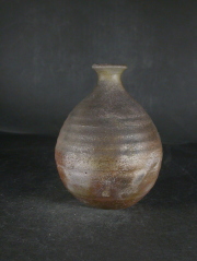 備前焼　登窯　備前市無形文化財　見附　文雄　共箱付き桟切・黄ゴマ徳利４