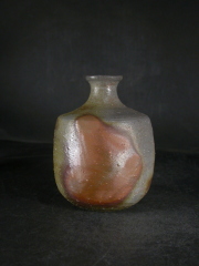 備前焼　登窯　備前市無形文化財　森　泰司　四方桟共箱付き窯変徳利８