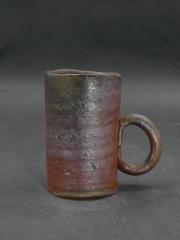 備前焼　登窯　備前焼人気作家　中村　真　黄ゴマ手付きカップ・ビアジョッキ１